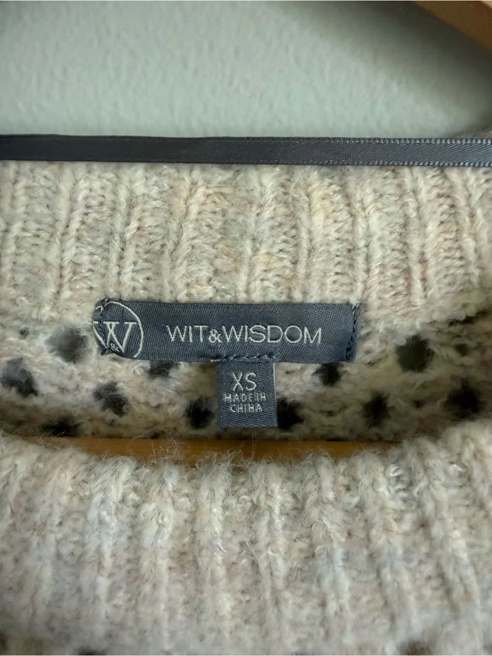 NWT Wit & Wisdom Open-Knit Crewneck Cuffed Sweater